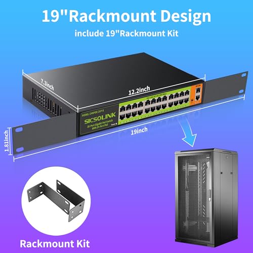 Image of 26-Port Gigabit PoE+ Switch, 24x30W PoE Ports, 2 Uplinks