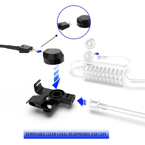 Image of SAMCOM SM007 Surveillance Earpiece 2-Pin for FPCN10A FPCN30A Radio, 6Pcs | K Plug Air Tube Headset for Two-Way Radio Walkie Talkie,PTT Microphone for School Staff, Restaurant Crew, Event Security