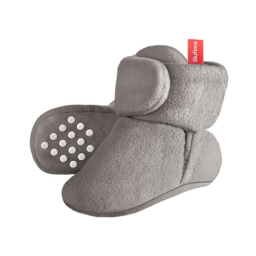 Image of Bufims Baby Fleece Booties Newborn Unisex Booties Non-Slip Newborn Infant First Walkers Warm Shoes House Slippers for Baby Boys & Baby Girls Toddlers