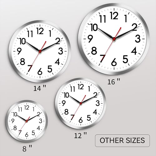 AKCISOT-Wall-Clock-10-Inch-Silent-Wall-Clocks-Battery-Operated-Non-Ticking-Modern-Silver-Clock-Decorative-for-Kitchen-Bathroom-Bedroom-Living-Room-Office-HomeSilver AKCISOT Wall Clock 10 Inch Silent Wall Clocks Battery Operated Non Ticking Modern Silver Clock Decorative for Kitchen Bathroom Bedroom Living Room Office HomeSilver