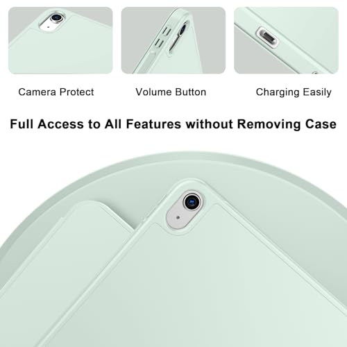 Image of ToaPoia Case for iPad (A16) 11 Inch 2025 /iPad 10th Generation 10.9 Inch 2022, Slim Trifold Stand Protective Cover with Pencil Holder and Soft TPU Back,Support Auto Sleep /Wake (Pale Green)