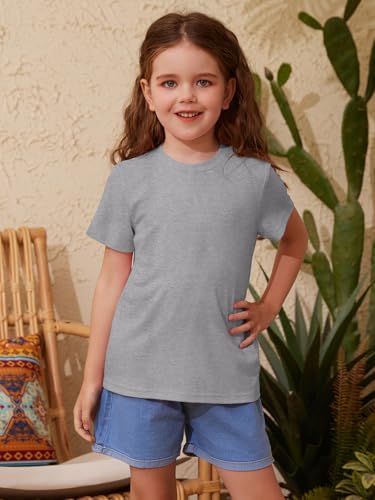 Image of ZDC Girls' Short Sleeve Shirts Kids Crewneck T-Shirts Summer Tops Basic Tees 5-14 Years
