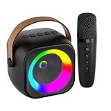 [COVANK]【LEDライト付きスピーカー】無料マイク付属 アウトドアポータブル設計 屋外BBQ/花見用 マルチカラー光演出 運動・家庭用 長時間駆動 コンパクト収納可能