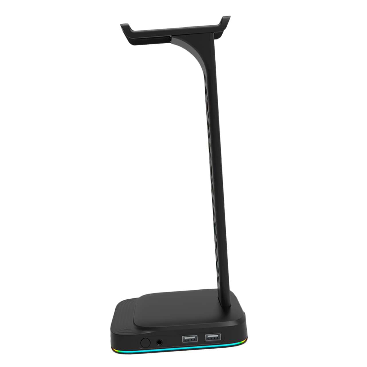 NUOBESTY Soporte para Auriculares RGB Base Antideslizante de Abs, Diseño Multipropósito y Doble USB para Escritorio Gaming PC