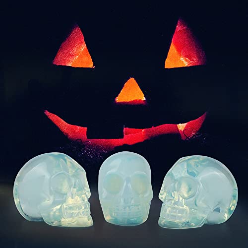 Artistone 2.0" Opalite Crystal Skull Head Decor Statue Crystals And Healing Stones,Carved Skull Halloween Decor Figurine Collectible Reiki Sculpture For Kitchen,Home,Art Room #TOP4