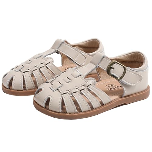 Image of WUIWUIYU Toddlers Little Girls T-Strap Hook&Loop Dress Strawberry Summer Shoes Closed Toe Carrot Sandals