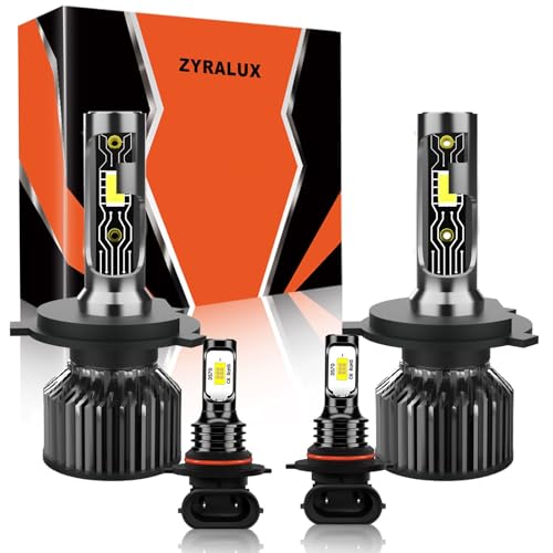 ZYRALUX Fit For Toyota Tundra 2000-2006 Bulbs, 9003 High Low Beam+9006 Fog Lights Bulbs Kit, Plug and Play, Pack of 4