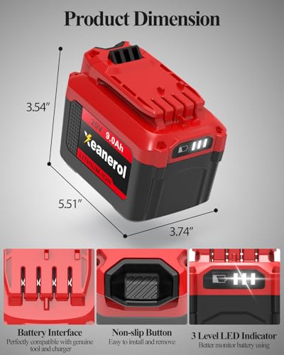 Image of Upgraded 9.0Ah Replacement for Craftsman 20V Battery Compatible with Craftsman V20 20 Volt Lithium-ion Battery CMCB202 CMCB202-2 CMCB201 CMCB204-2 CMCB204 CMCB205 Cordless Power Tools