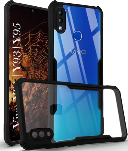 Image of Jkobi Hybrid Back Cover Case for Vivo Y91 | Vivo Y93 | Vivo Y95 (Shockproof with Polycarbonate Clear Panel | Professional Black)
