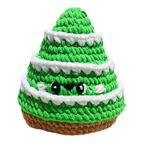 Rulbelok Gorro de punto con forma de árbol de Navidad para mujer, sin alas, cálido, de hilo acrílico, para actividades al aire libre, Pasto Verde, M/talla única