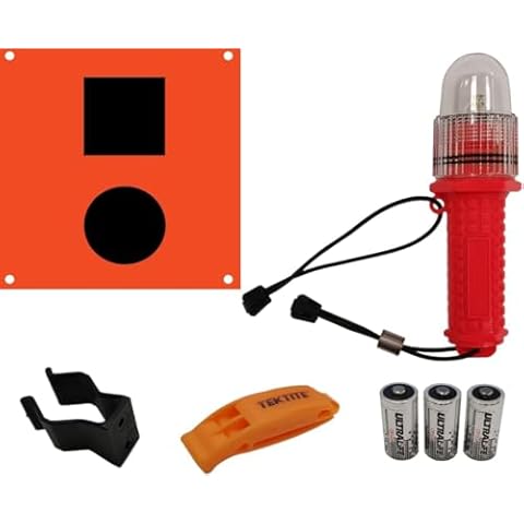 SOSeFLARE™5 NO More Flares!™ KIT. Includes Electronic Boat Distress Flare, USCG Approved to Replace Flares. Complete Day/Night Flare & Audible Signal Replacement kit for Boats. Made in USA! Cover