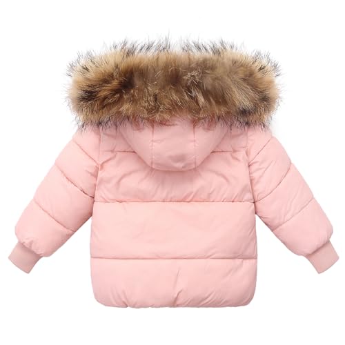 Image of Baby Boy Winter Coat Toddler Girl Hooded Puffer Jacket Fur Collar Down Outerwear