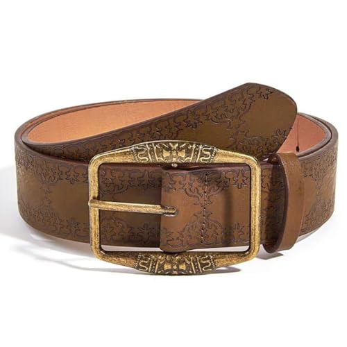 Women Western Belt Vintage Metal Buckle Leather Belts Country Cowboy Cowgirl Belt for Jeans Pant Dress