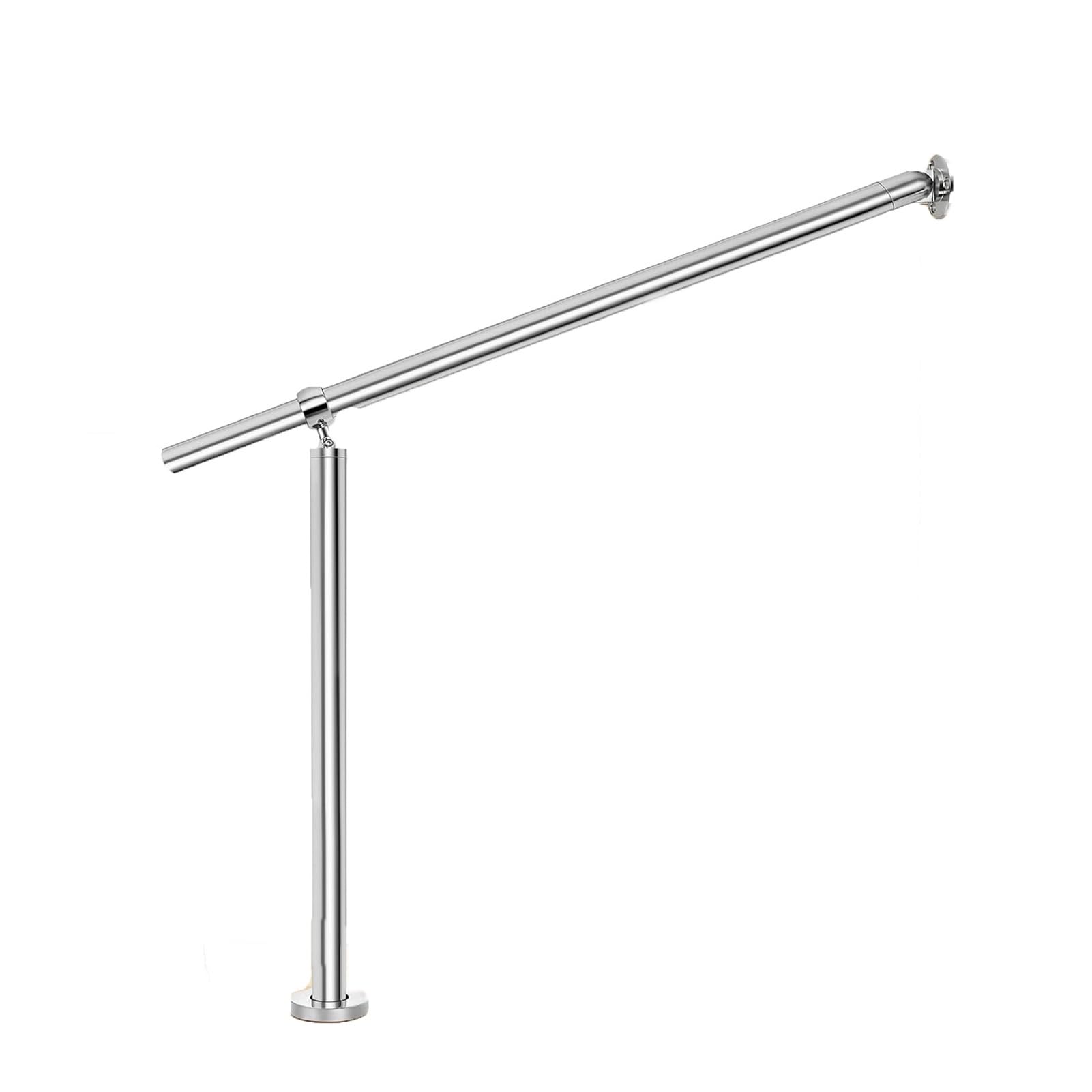 Support réglable en métal argenté pour 2 ou 3 marches intérieur/extérieur - Support sûr pour personnes âgées - 100 x 90 cm - Installation facile et prise en main sûre