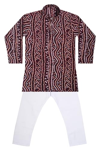 Image of TinySteps Traditional Bandhani Print Kids Festive Ethnic Wear Boys Cotton Kurta Pajama Set
