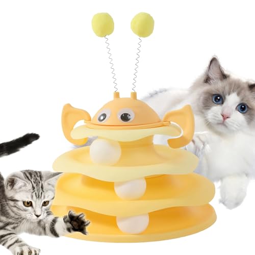 Juguete interactivo PP con bandeja giratoria de 3 niveles para gato de interior 5