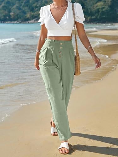 Image of LITZO Women High Rise High Waist Trousers Flared Korean Style Formal Pants with Wide Baggy Fit| Elegant Workwear for Office, College & Events (L-198-200)