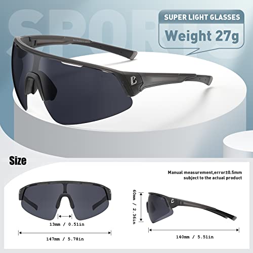 Image of Polarized Sports Sunglasses Wraparound Design TR90 Lightweight Frame With UV 400 Protection Glasses for Women Men