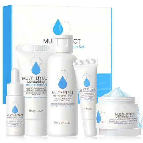Skincare Coreano Kit, Kit Skincare Hidratante, Skincare Kit Facial, Con Limpiador, Tónico, Esencia, Crema de Esencia y Crema Para Ojos Para Nutre e Hidrata el Rostro Set de Regalo Mujer -5 Piezas