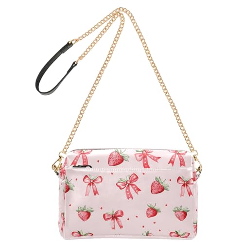 Leather Crossbody Bags Shoulder Purse Cross Body Bag for Women Strawberry Bows Cute Travel Design Handbag