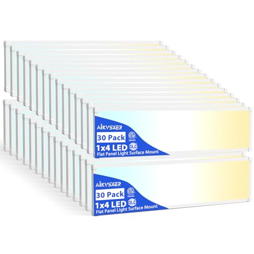 Image of AIKVSXER 30Pack 1x4 LED Flat Panel Light, 6500LM Ultra-Bright, 30-50W White