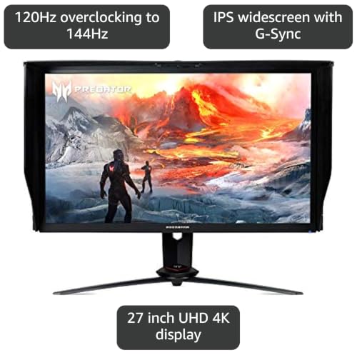 Image of acer Predator XB273K Pbmiphzx 27 inch UHD (3840 x 2160) IPS Monitor with NVIDIA G-SYNC, VESA Certified Display, HDR400, Quantum Dot, 144Hz, DCI-P3, Delta E<1 (Display Port & HDMI Port)