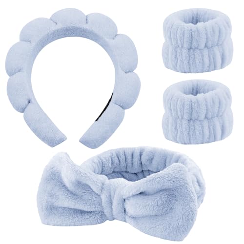 3-teiliges Mikrofaser-Stirnband-Set Inkl. 2 Armbändern – Für Gesichtswaschen, Make-up, Yoga & Spa