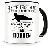 Samunshi® Ich denke an Robben Tiere Tasse Kaffeetasse Teetasse Kaffeepott Kaffeebecher Becher