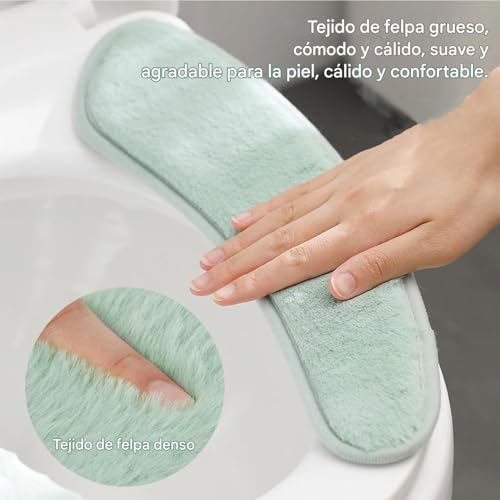 Cojín para asiento de inodoro contra el frío con peluche lavable 5