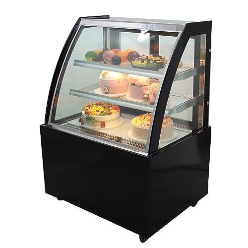 HQHAOTWU Floor-to-ceiling Refrigerated Food Display Cabinet Bakery Cake Showcase Commercial Air Cooling Display Cabinet with Yellow LED Light 220V