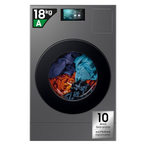 Samsung Lavasciuga Bespoke AI Laundry Combo WD18DB8995BZT2, 18+11 kg, Wifi, Pompa di Calore, Super Speed, Display AI home, AI Wash & Dry, Carica Frontale, 68.6l x 11h x 87.5p cm