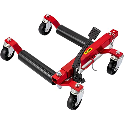VEVOR Chariot de Déplacement Roue de Voiture Hydraulique Grande Capacité 680KG Chariot Pneu Dolly Manutention de Voitures Largeur Pneu 30,5CM avec Clé pour Véhicules Automobile Camions 64x26,5x20CM