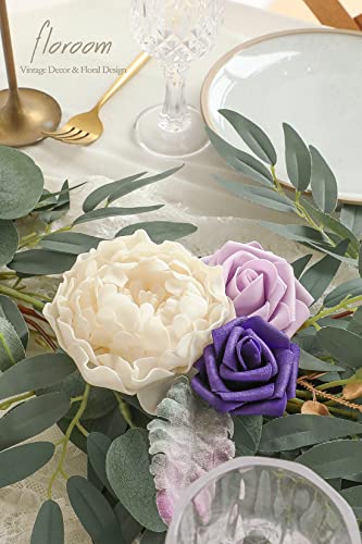 Floroom-6ft-Artificial-Eucalyptus-Garland-with-Flowers-Fake-Greenery-Faux-Floral-Vine-Garland-for-Table-Decor-Wedding-Centerpieces-Bridal-Shower-Party-Decorations-Lilac-Lavender