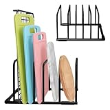 Lunyloer Schneidebrett Halter, Bretthalter K&uuml;che Mit 5 F&auml;chern, Edelstahl Schneidebrett Halterung f&uuml;r Cutting Boards Cooling Rack Trays Platzsparend In Der K&uuml;Che(Schwarz)