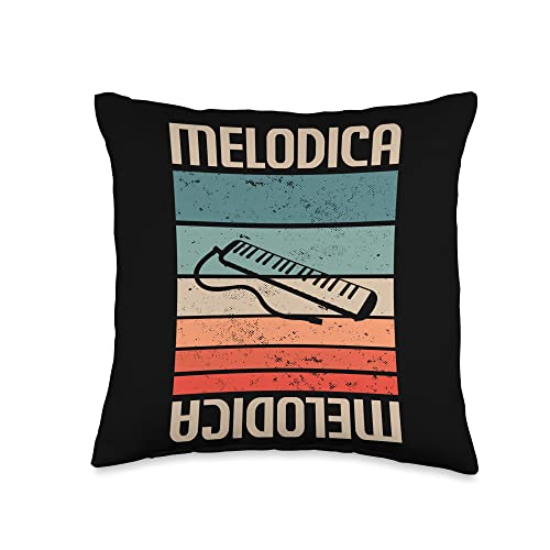 Melodica Instrument Gift For A Melodica Player Retro Vintage Classic Melodica Player Instrument Throw Pillow, 16x16, Multicolor