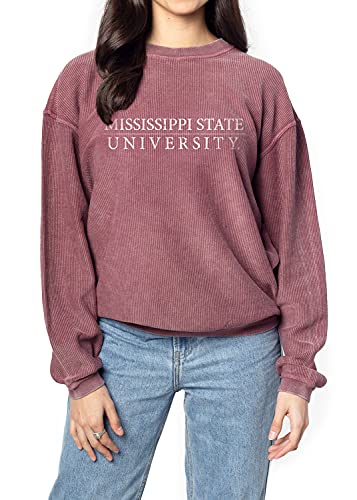 chicka-d Mississippi State Bulldogs Women's Corded Crew Sweatshirt Maroon, Medium