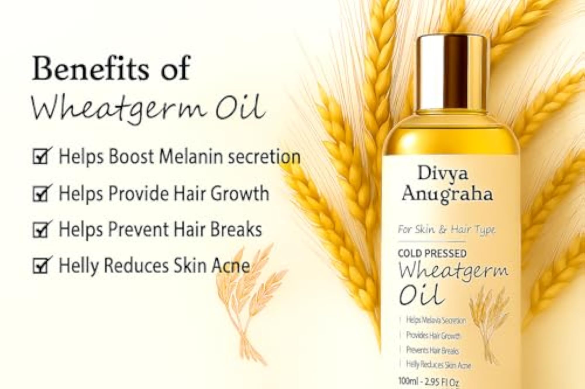 Cold-Pressed Wheatgerm Oil, 100ml