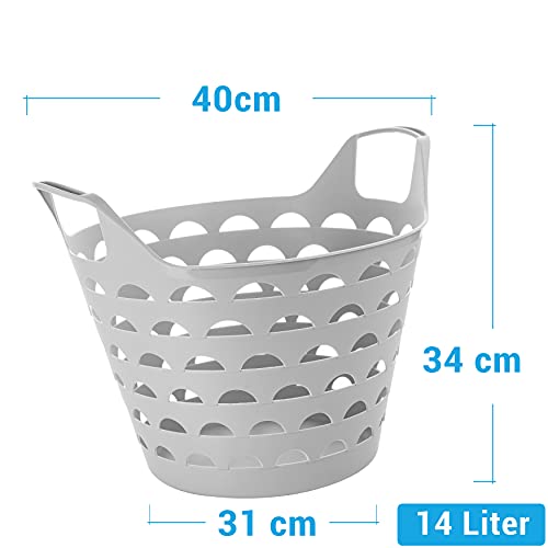 Wäschekorb Flexi, 3er Set, 31 x 40 x 34 cm (ca. 14 Liter), Wäschewanne mit Griffen, 3 Farbe: blau, grün, sand, Made in EU