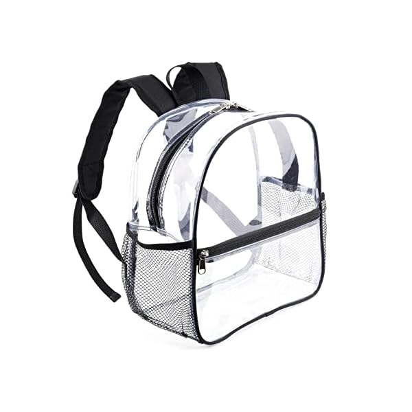 Fomaris Clear Backpack for Stadium Events 12x6x12 Clear Stadium Backpacks for Women, Small Clear Bag for Sports Concert Festival (Black)