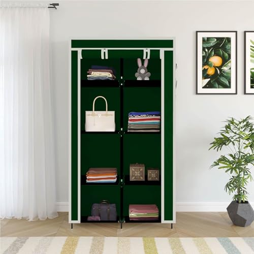 Image of Collapsible Wardrobe Closet for Clothes Almira, 8 Shelves, 1 Side Pocket (Non-Woven Fabric, 76x38x145cm) (7700-2)