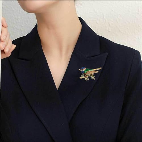 Image of coadipress Colorful Birds Brooch Pins Crystal Rhinestone Branch Bird Brooch Cute Enamel Animal Magpie Hummingbird Pin Fashion Jewelry Accessories Gifts