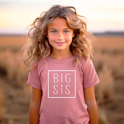 Olive Loves Apple Big Sis Square Sibling Reveal Announcement Shirt for Baby and Toddler Girls Sibling Outfits3