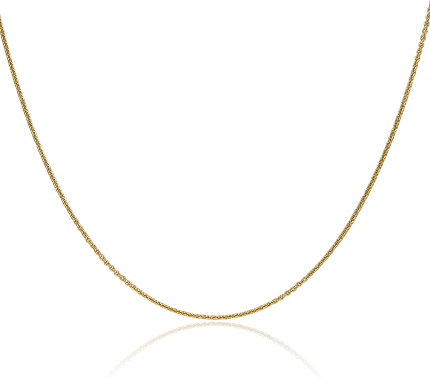 IceCarats 10K Solid Yellow Gold 1mm Dainty Round Cable Chain Necklace Polished