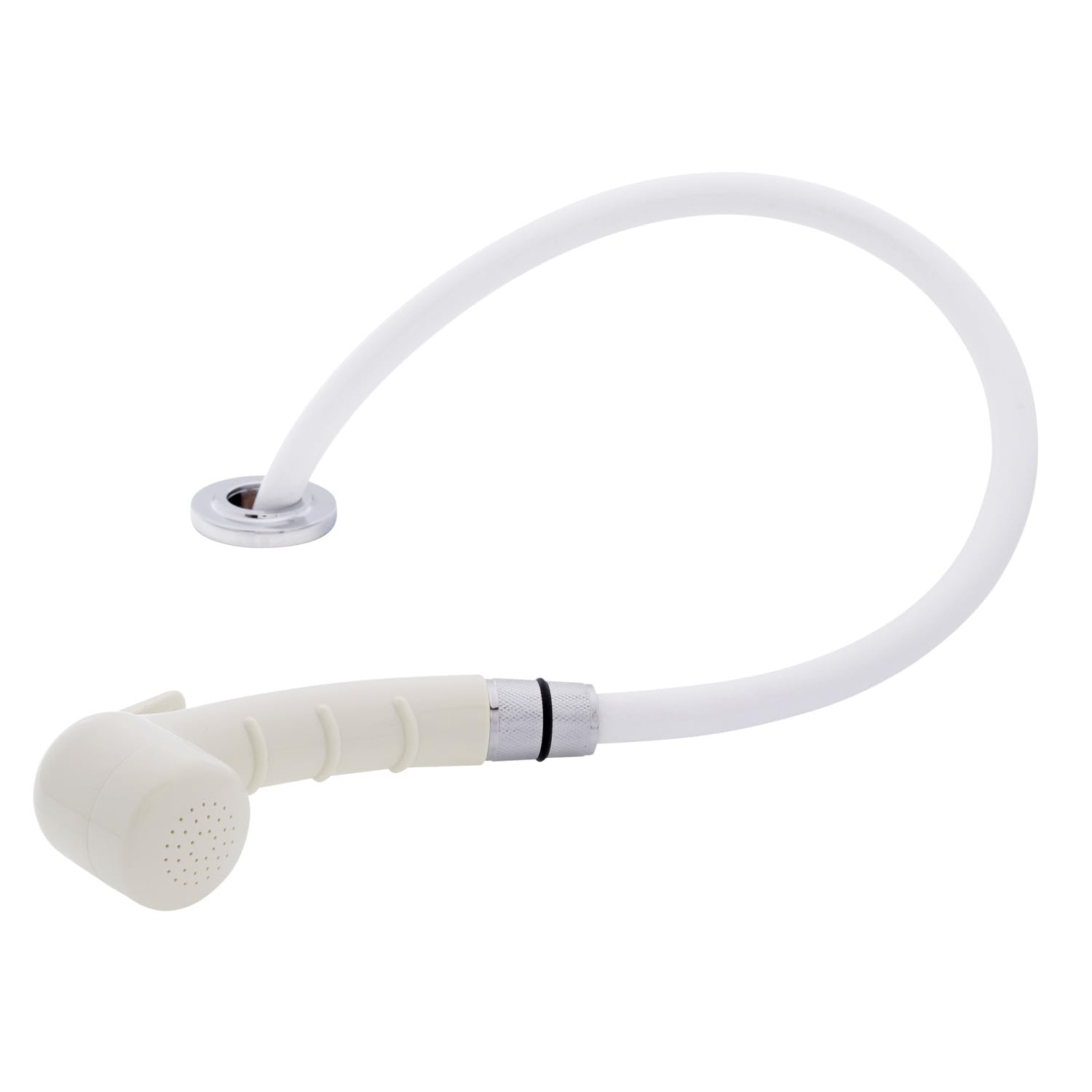 Ambassador Marine Deck-Mount Sprayer- Small Warm White Sprayer (No Eyelet for Hanging), 10' White Rubber Hose, Low Profile Holder - 134-0051-WH-W