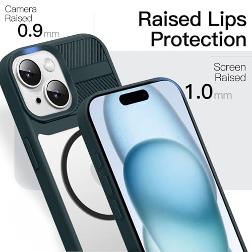 Image of KARWAN️ Magnetic Clear Back Case Cover for iPhone 15 (6.1-Inch-) |Acrylic Transparent Slim | Shockproof iPhone 15 Mobile Phone Back Cover [Clear Back] [TPU + Pc] [Green]