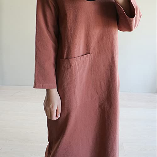 Pampera(パムペラ) マキシワンピース レディース 綿 長袖 ロングワンピース 体型カバー カジュアル Tシャツワンピ リラックス オーバーサイズ ポケット付き 無地 春 夏 秋 P970