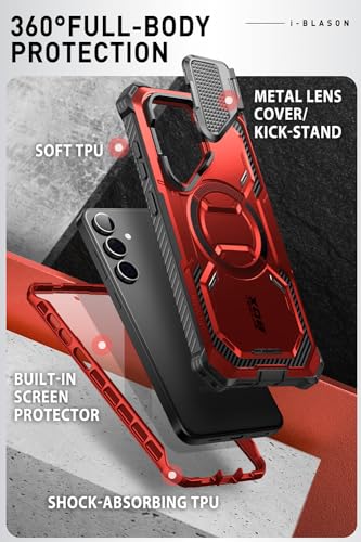 Image of i-Blason Armorbox for Samsung Galaxy S24 Case with Camera Cover [S Pen & Wireless Charging Compatible], Full-Body Rugged Bumper Case with Built-in Screen Protector [Support Fingerprint ID] (Ruddy)