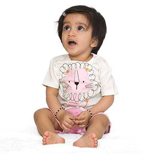 Image of ARIEL Baby Boys & Baby girls Cotton Printed Round Neck Half Sleeve T-shirt & Short Sets