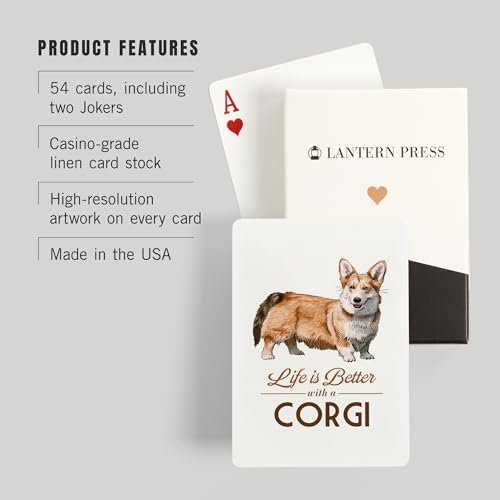 Lantern Press Baraja Póker Corgi 52 Cartas Tamaño Póker miniatura 3