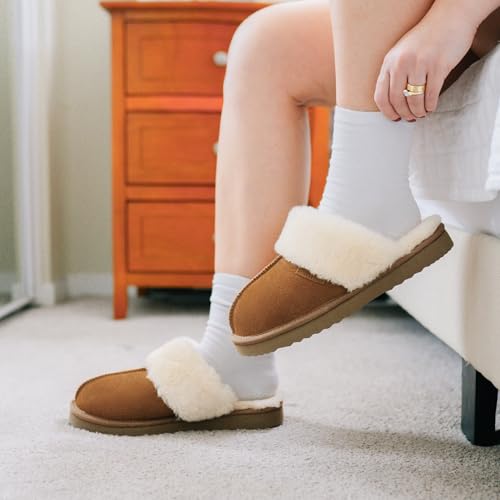 Stelle Genuine Suede Slippers for Women Water-Resistant Indoor Outdoor Comfortable Memory Foam Lightweight Flexible Sole2